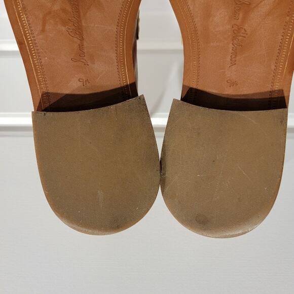 Sam Edelman Loafers Women's Leather Sz 9.5 Slip On Shoes Tan Fringe Gold - Picture 9 of 12